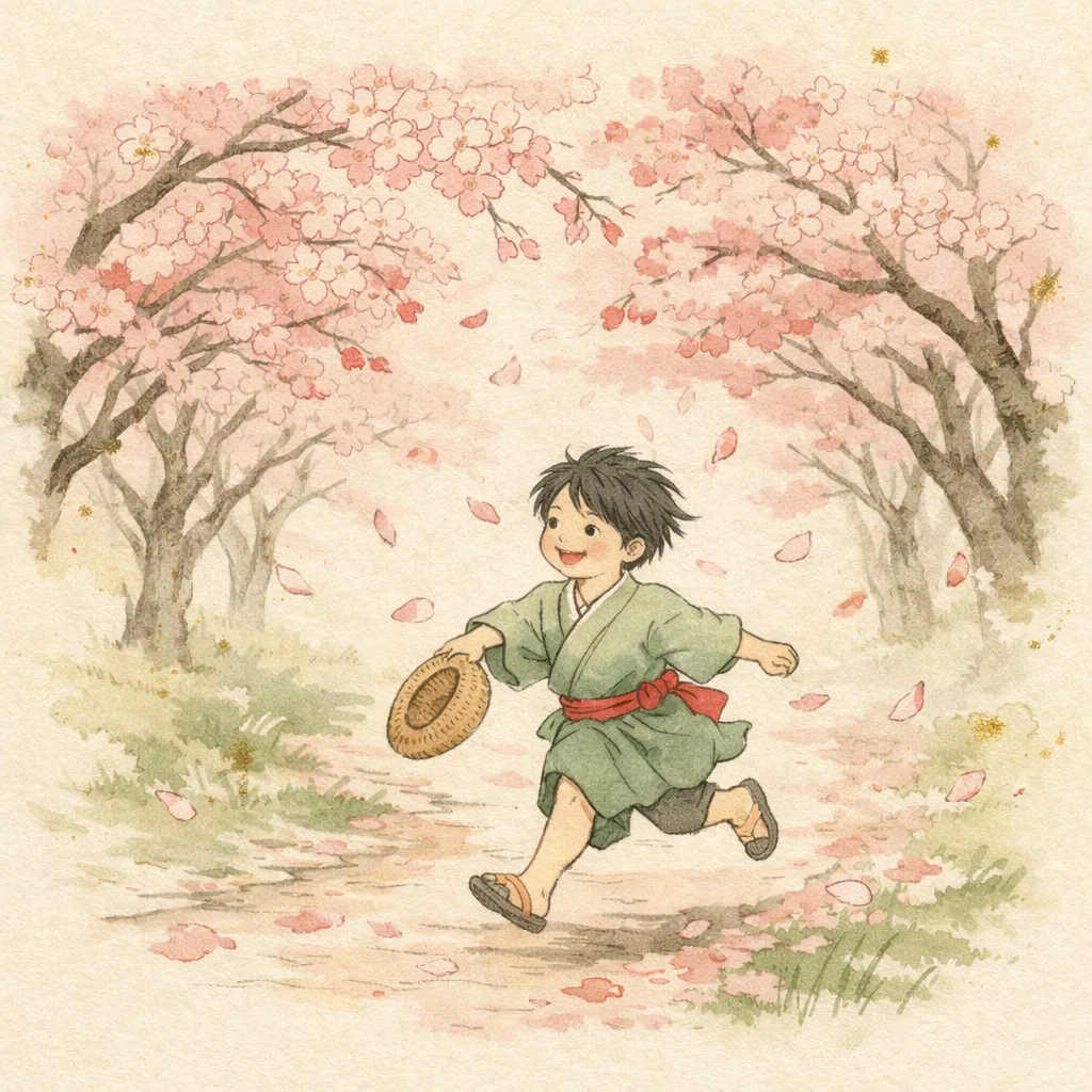 桃花ちゃんの、桜並木のたんけん